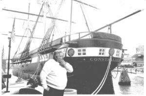 Donald Stewart with the USS Constellation in Baltimore, MD
